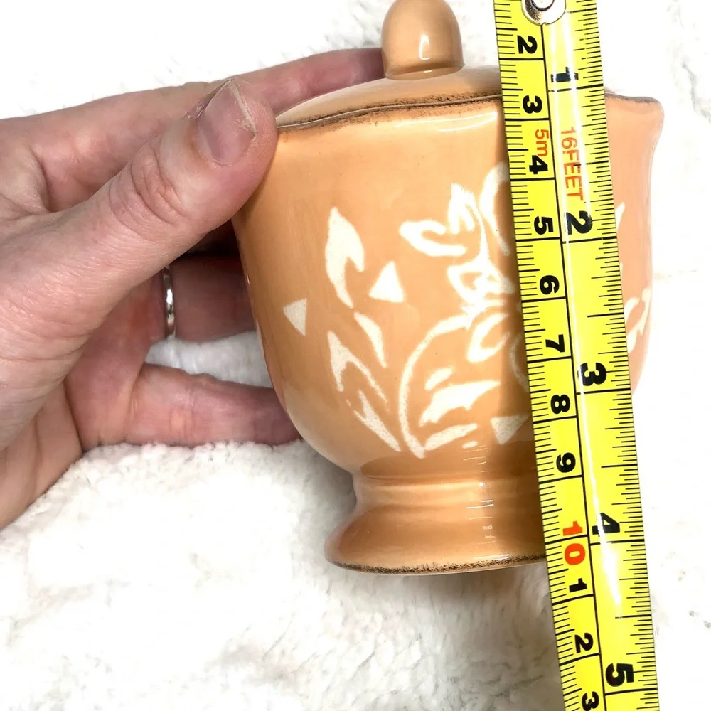 Vintage Cottagecore Bella Casa by Ganz, Creamer & Sugar Set, Peach White Flowers